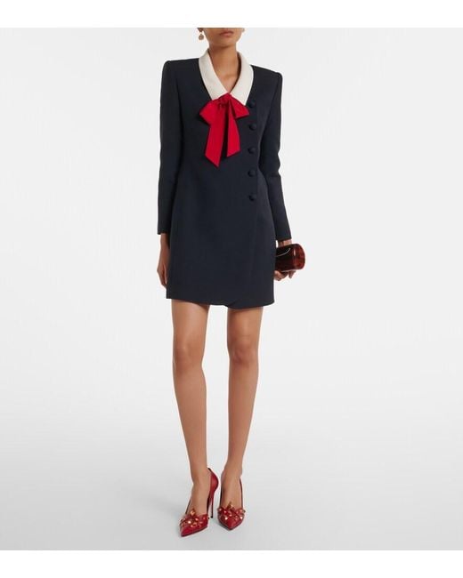 Valentino Blue Crepe Couture Tie-Neck Minidress