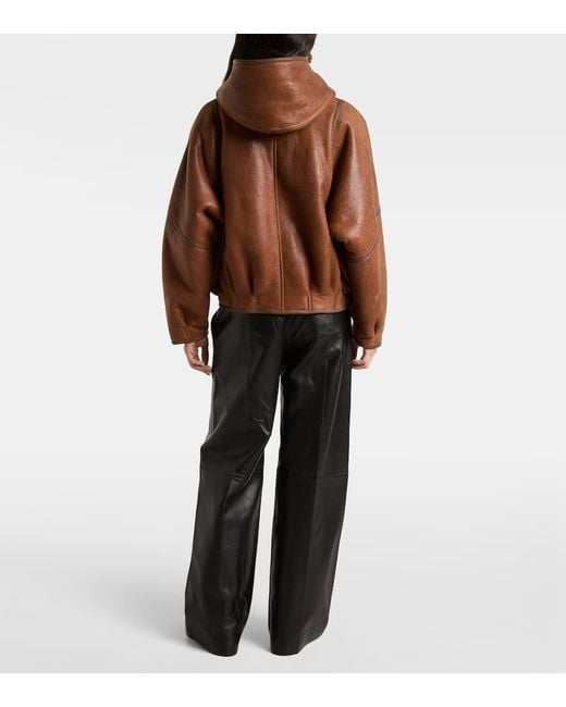 Isabel Marant Brown Amiel Shearling-Lined Leather Jacket