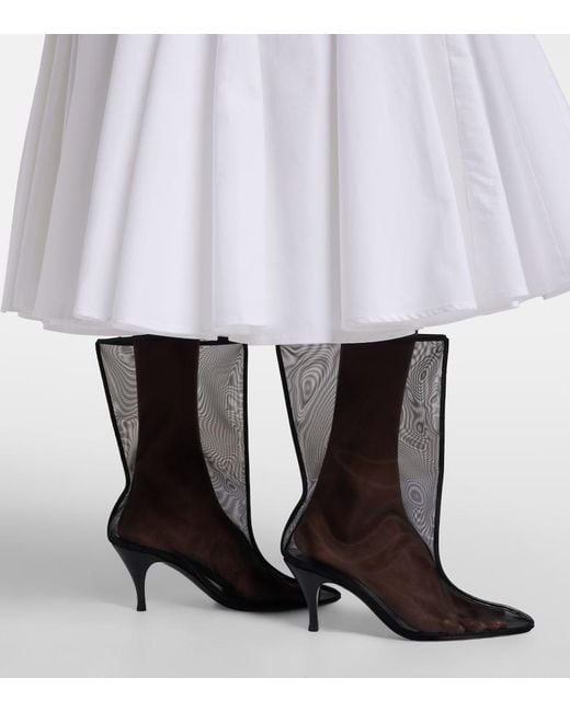 Herbert Levine Black Drawing A Blank 80 Mesh Mid-Calf Boots