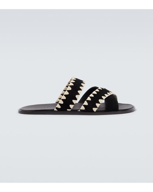 Manolo Blahnik Black Nello Suede Sandals for men