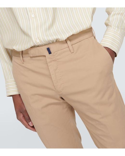 Pantaloni slim in misto cotone di Incotex in Natural da Uomo