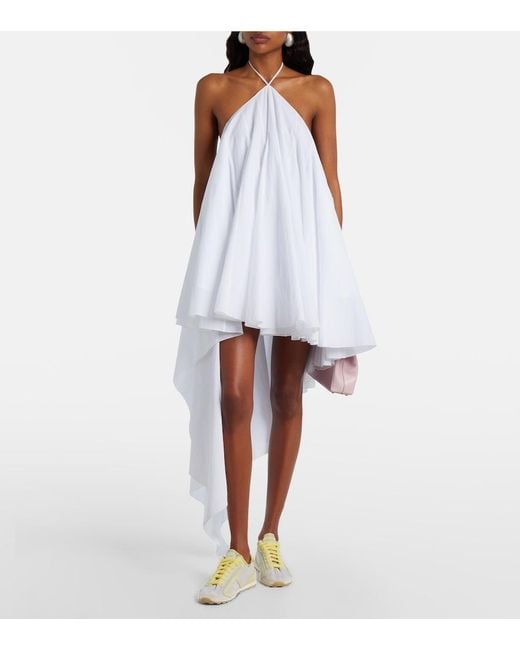 Jacquemus White Tennis Leather-Trimmed Sneakers