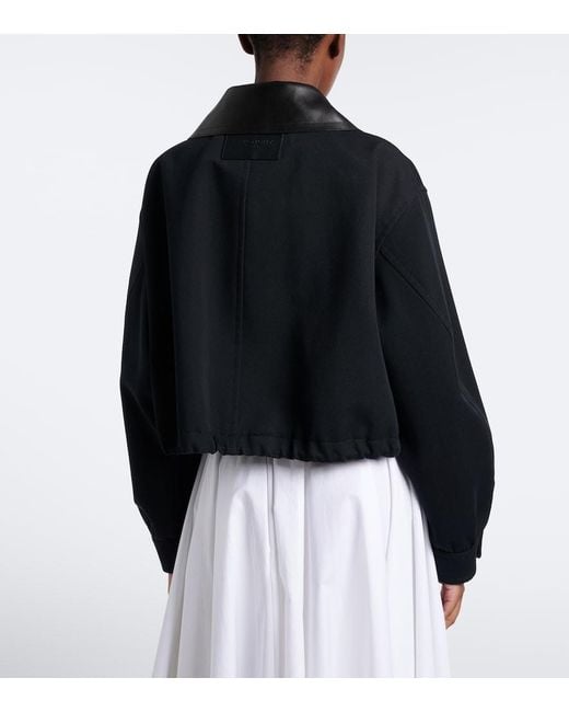 Givenchy Black Leather-Trimmed Cotton And Wool Jacket