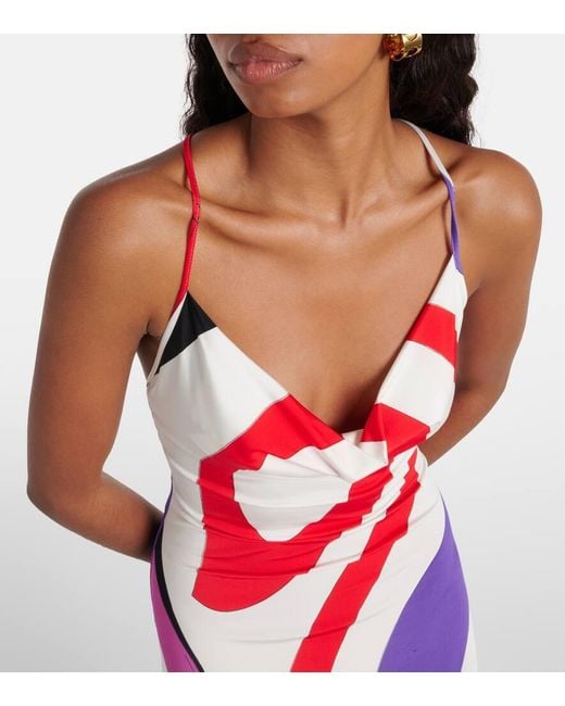 Vestido Corto Con Estampado Marmo Emilio Pucci de color Red
