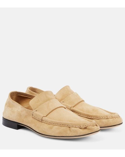The Row Natural Soft Suede Loafers