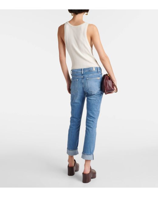 Jean slim a taille basse 7 For All Mankind en coloris Blue
