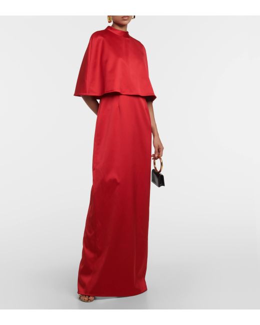 Carolina Herrera Red Caped Satin Gown