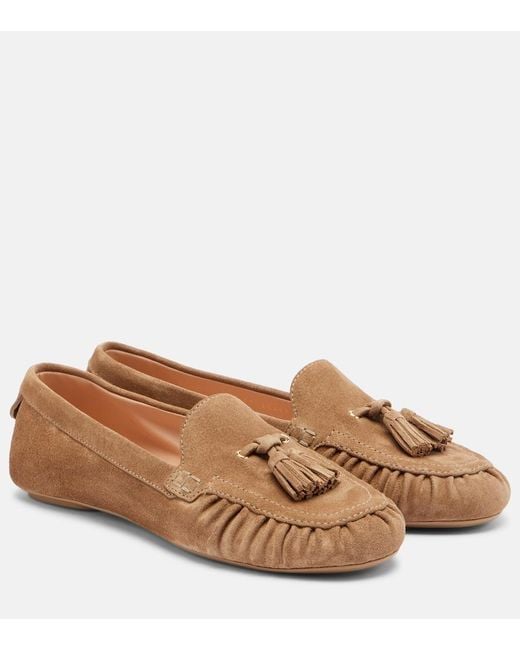 Gianvito Rossi Brown Thea Tasseled Suede Loafers