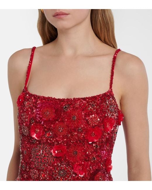 Rachel Gilbert Red Francesca Embellished Cocktail Dress