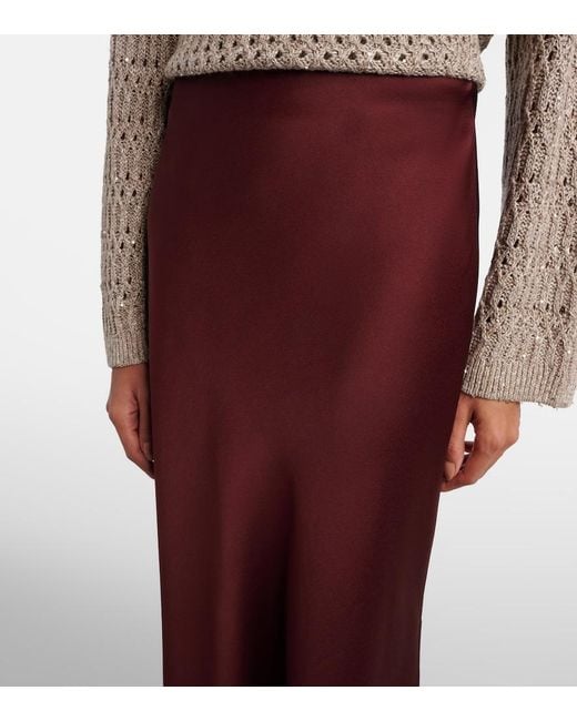 Brunello Cucinelli Purple Satin Maxi Skirt
