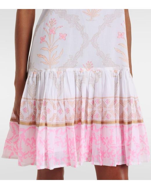 Juliet Dunn Pink Bedrucktes Minikleid Aus Baumwolle