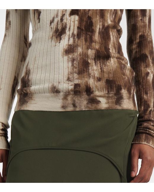 The Attico Natural Printed Cashmere And Silk Polo Sweater