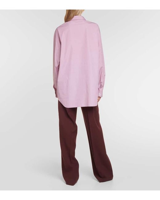 The Row Pink Attica Oversized Cotton Poplin Shirt