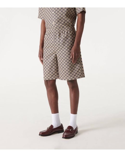 Gucci Natural GG Linen-blend Shorts for men