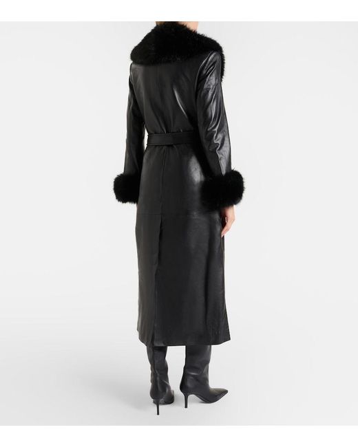 Self-Portrait Black Belted Leather Coat