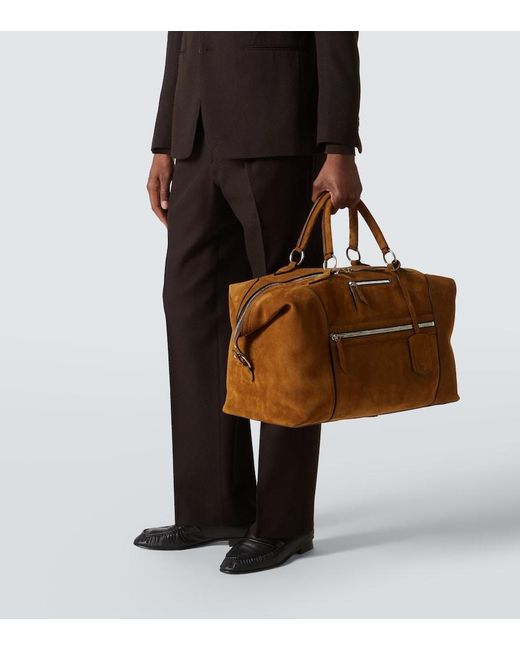 Metier Brown Vagabond Suede Duffel Bag for men