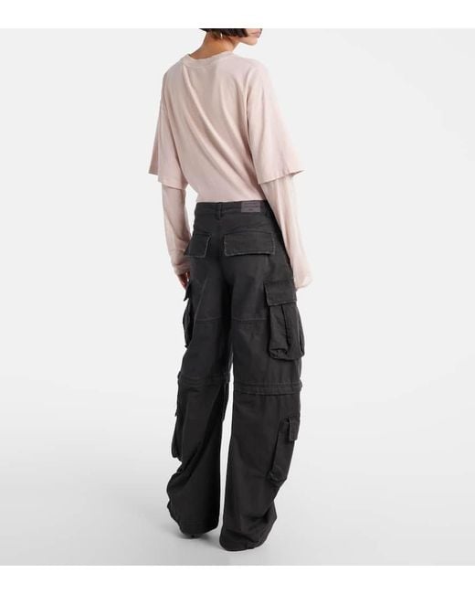 Acne Black Cotton Barrel-Leg Cargo Pants
