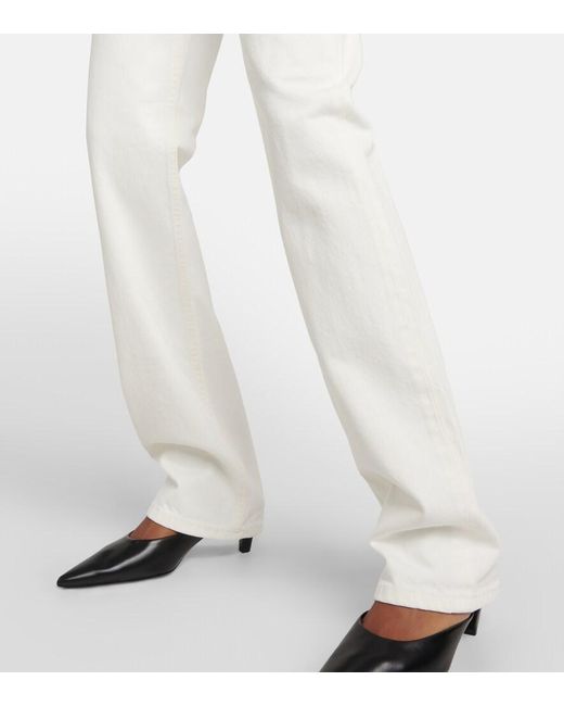 Tory Burch White Mid-Rise Straight Jeans