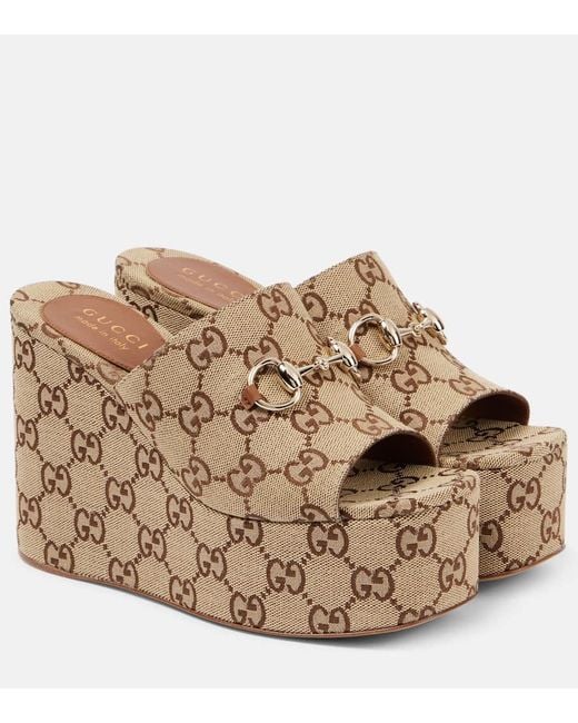 Sandalo Donna Con Zeppa E Morsetto, Taglia di Gucci in Brown