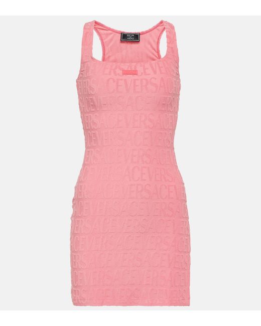Versace Pink Dua Lipa Terry Jacquard Mini Dress