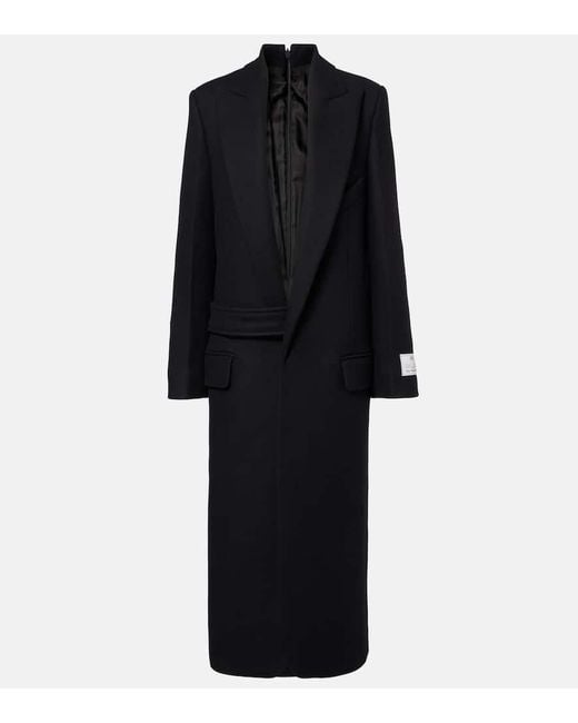 Victoria Beckham Black Single-Breasted Wool-Blend Coat