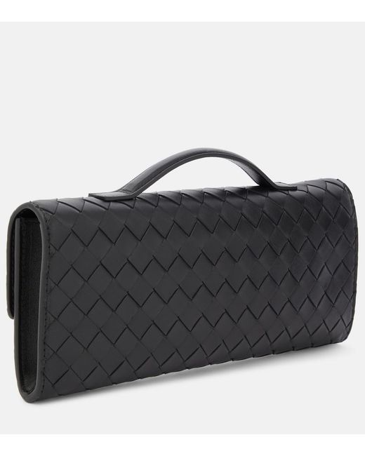 Bottega Veneta Black Andiamo Intrecciato Leather Clutch