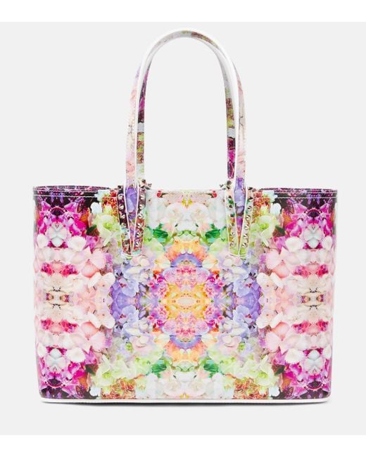 Christian Louboutin Pink Cabata Small Floral Leather Tote Bag