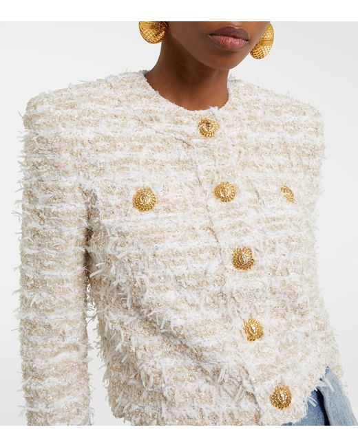 Balmain Natural Tweed Cropped Jacket