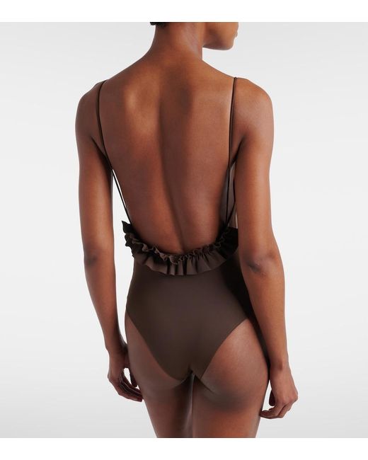Jacquemus Brown Cabana Swimsuit
