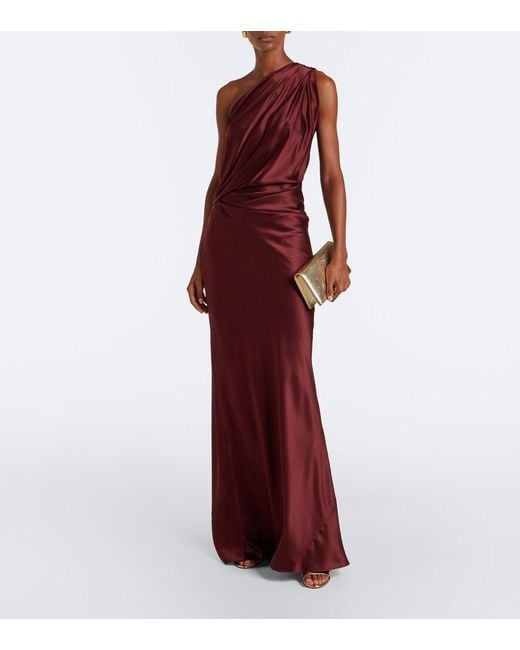 The Sei Purple Draped One-Shoulder Silk Satin Gown