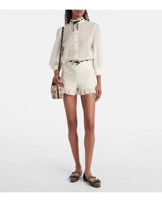 Valentino White Broderie Anglaise Cotton Poplin Shirt