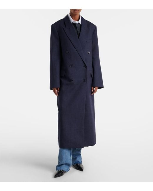 Frankie Shop Blue Jane Virgin Wool Coat