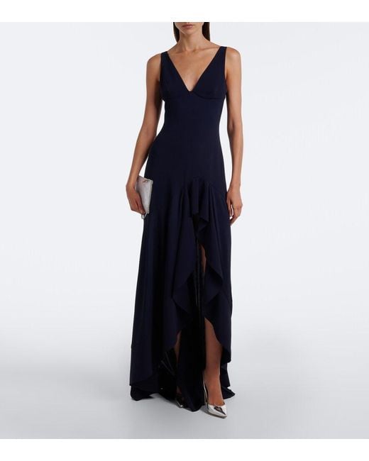 Stella McCartney Blue Ruffled Georgette Gown