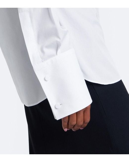 Tom Ford White Cotton Twill Tuxedo Shirt