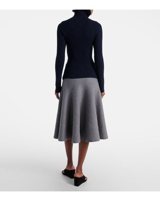 Alaïa Blue Wool And Silk-Blend Turtleneck Sweater