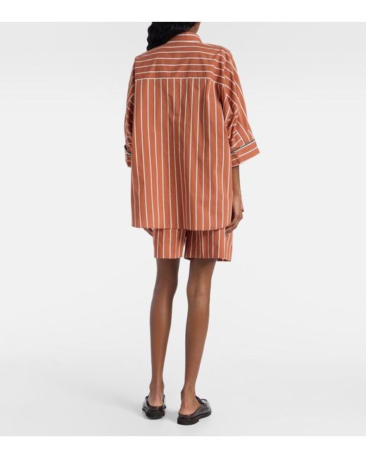 Brunello Cucinelli Red Striped Cotton-Blend Shirt