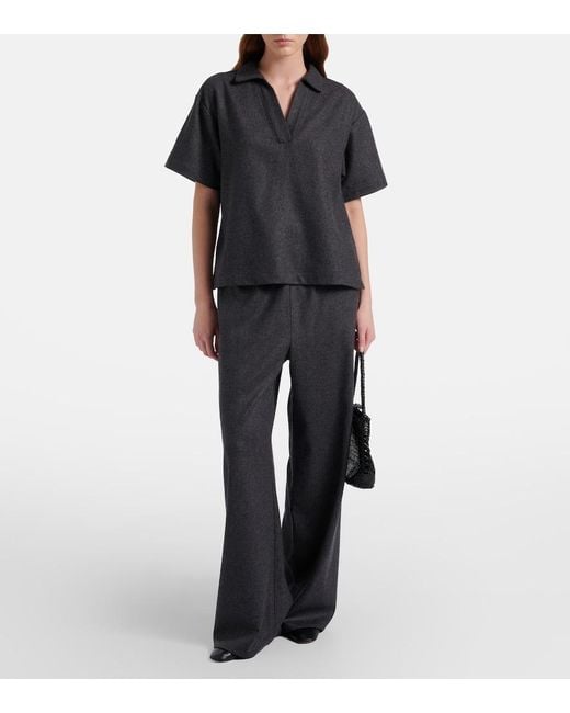 Asceno Blue Austin Wool And Cashmere Wide-Leg Pants