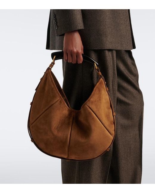 Saint Laurent Brown Mombasa Medium Suede Shoulder Bag