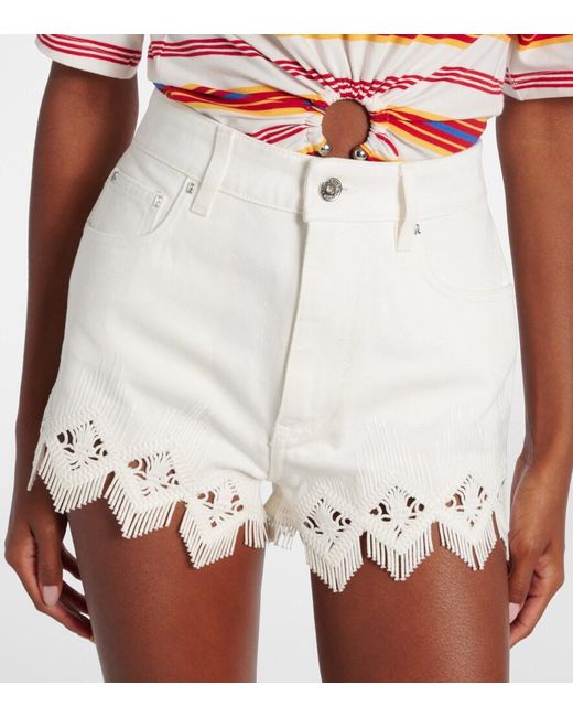 Shorts De Algodon Con Macrame Rabanne de color White