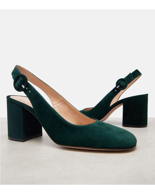 Gianvito Rossi Blue Suede Slingback Pumps