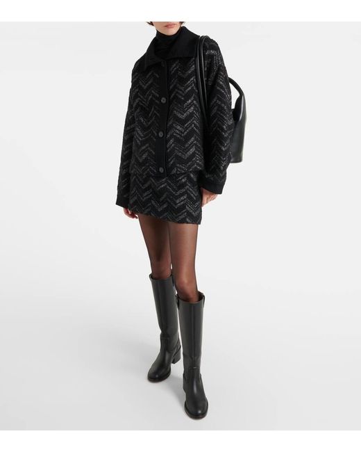 Missoni Black Zigzag-Woven Lurex-Detailed Cardigan