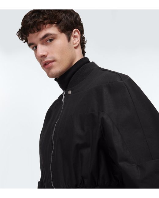 Rick Owens Geth Cotton Jersey Bomber Jacket In Black