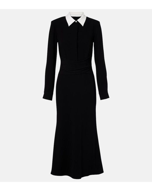 Roland Mouret Black Satin Crepe Midi Dress