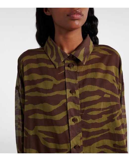 The Attico Brown Zebra-Print Cotton Muslin Shirt