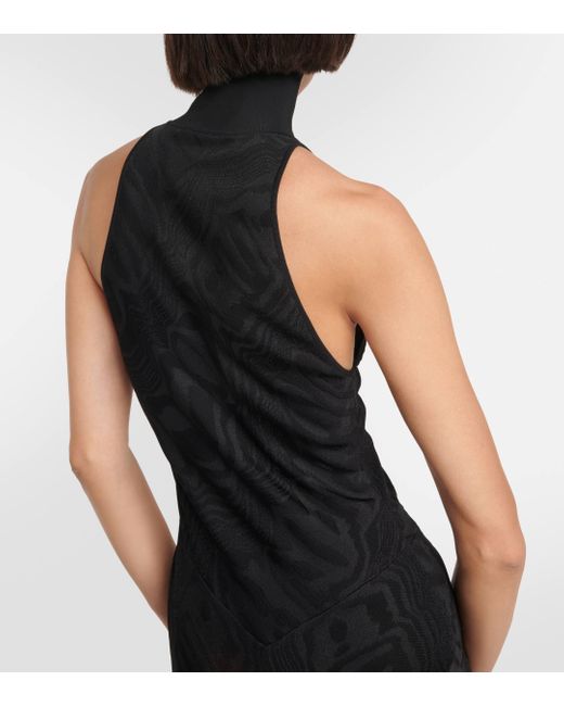 Alaïa Black Patterned Turtleneck Gown