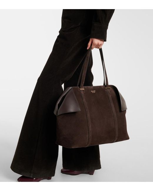 Ferragamo Brown Scarf Large Suede Tote Bag