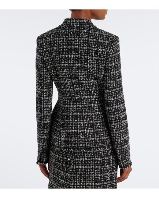 Erdem Black Checked Cotton-Blend Tweed Jacket