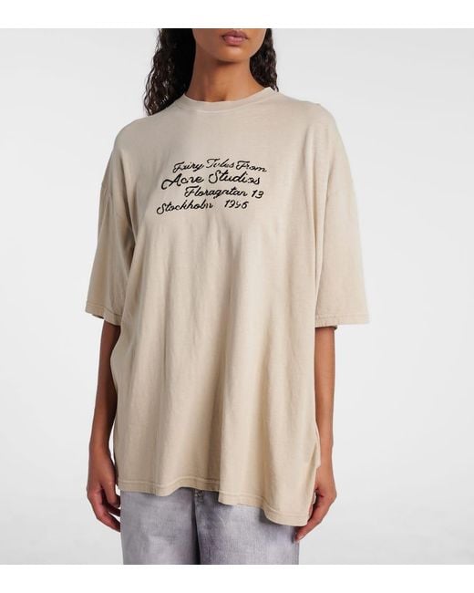 Acne Natural Logo Cotton Jersey T-Shirt