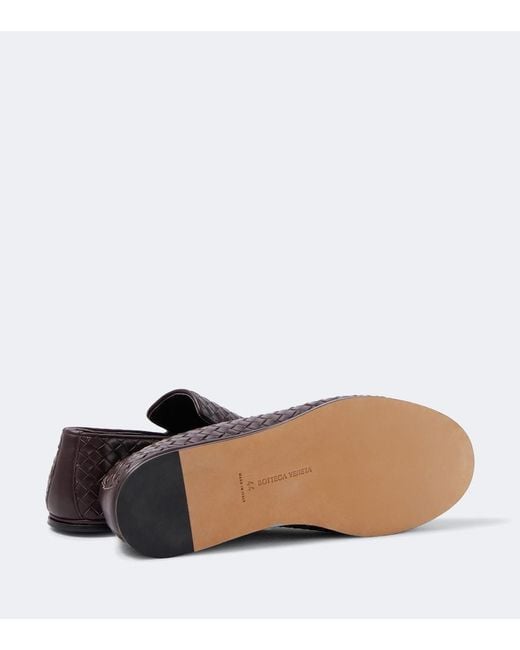 Bottega Veneta Brown Sunday Intrecciato Leather Slip-On Shoes for men