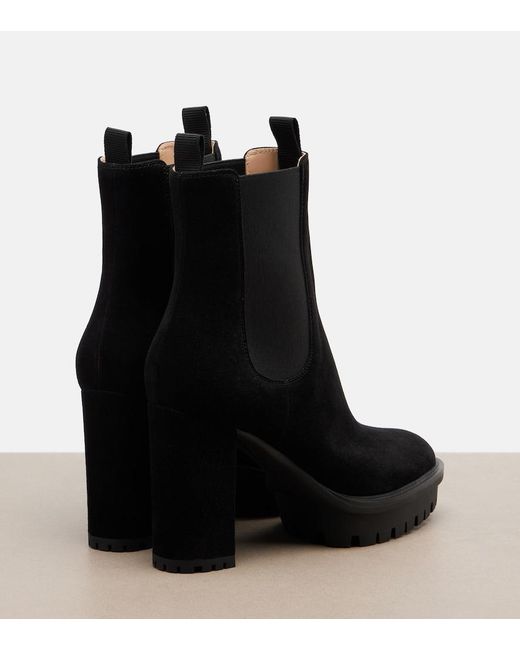 Gianvito Rossi Black Barry Suede Platform Ankle Boots